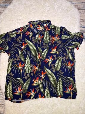 Batik Bay Hawaiian Shirt Mens XXL Short Sleeve Rayon Tropical Bird of Paradise